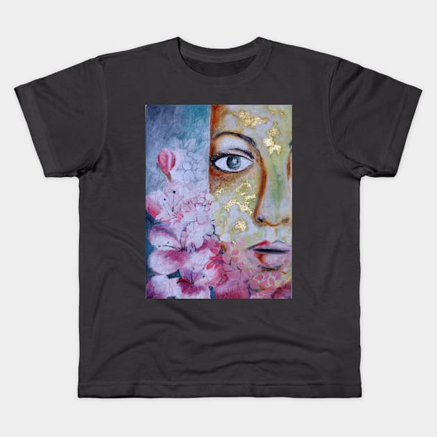 Woman with flower Kids T-Shirt by IGDecorArt